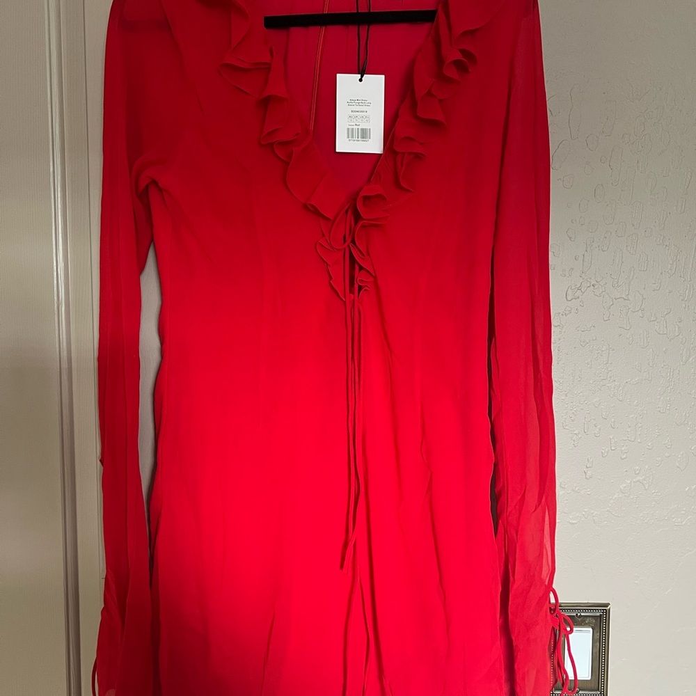 Alesya Mini Dress Showpo Vibrant Red Ruffle Blouse